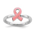 thumbnail image 1 of Sterling Silver Stackable Pink Enameled Awareness Ribbon Ring - 3.2 Grams - Size 7, 1 of 2