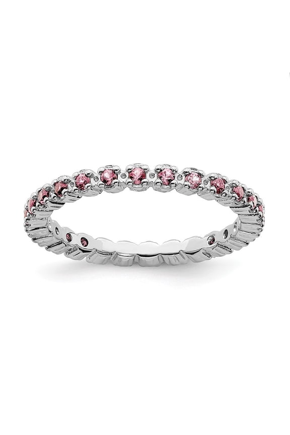 Sterling Silver Stackable Pink Tourmaline Ring - .51 cwt - Size 9