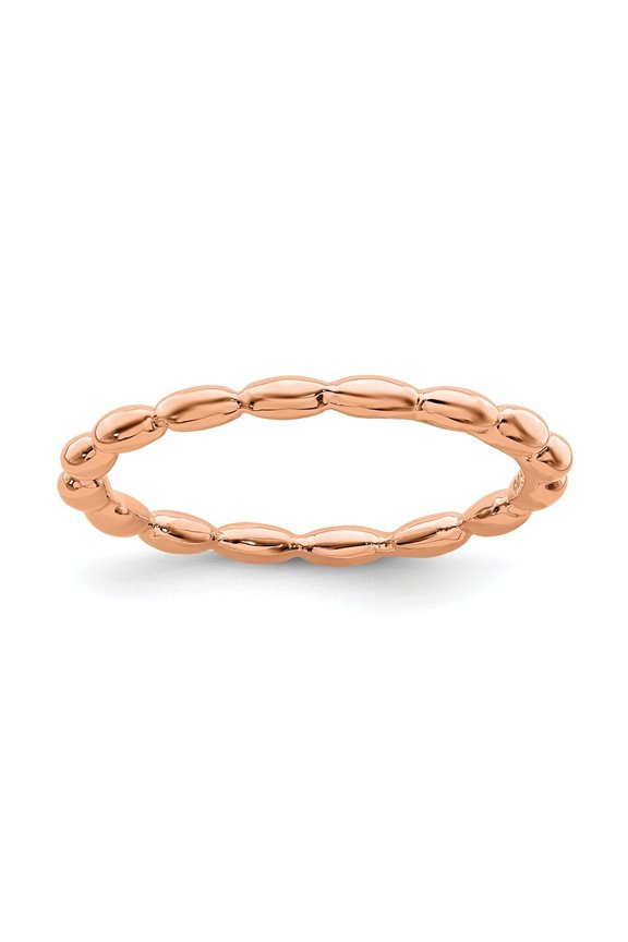 Sterling Silver Stackable Pink-plated Rice Bead Ring - 1.3 Grams - Size 9