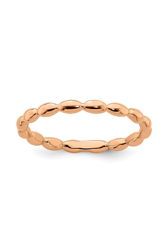 Sterling Silver Stackable Pink-plated Rice Ring - 1.7 Grams - Size 8