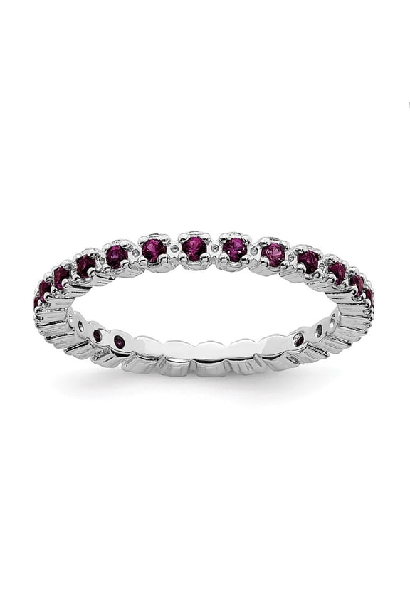 Sterling Silver Stackable Rhodolite Garnet Ring - .53 cwt - Size 5