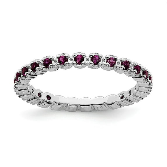 Sterling Silver Stackable Rhodolite Garnet Ring - .53 cwt - Size 6