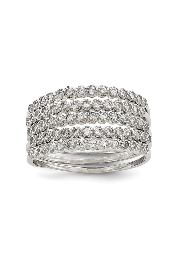 Sterling Silver Stackable Set of 5 CZ Rings
