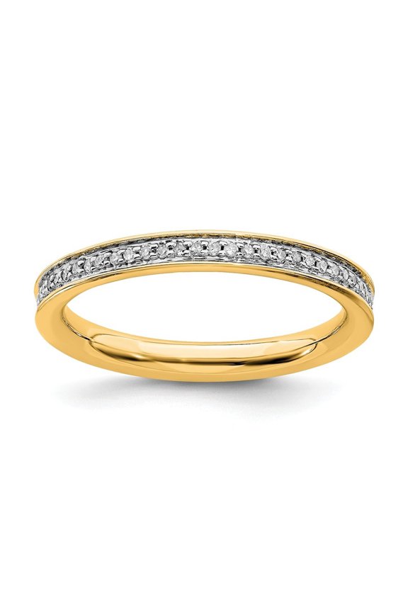 Sterling Silver Stackable and Diamonds Gold-Flashed Ring - .20 dwt - Size 6