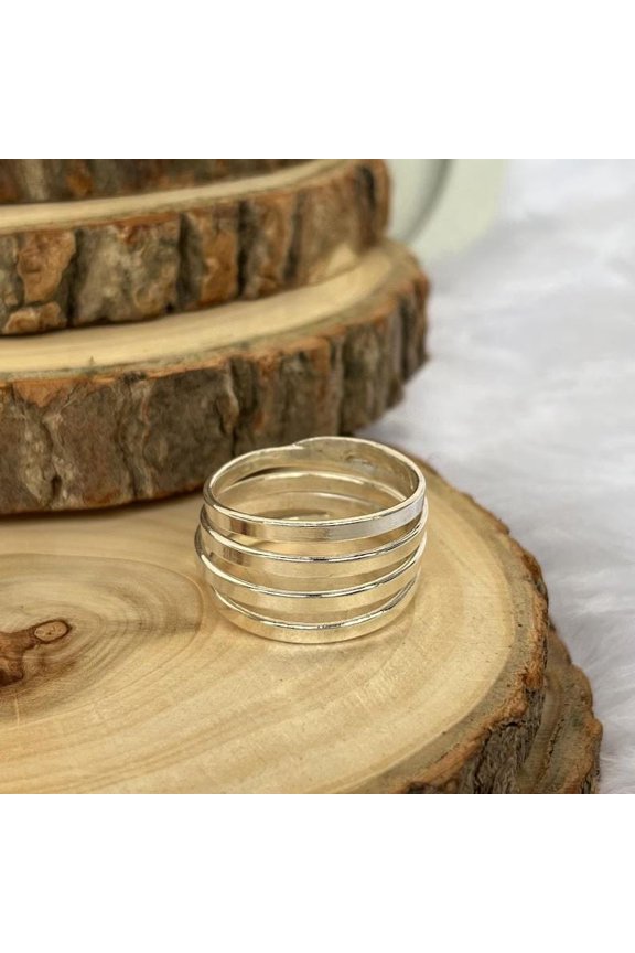 Sterling Silver Stacking Rings - Handmade Minimalist Flat Band Set, Delicate Silver Bands for Daily Wear & Gifts