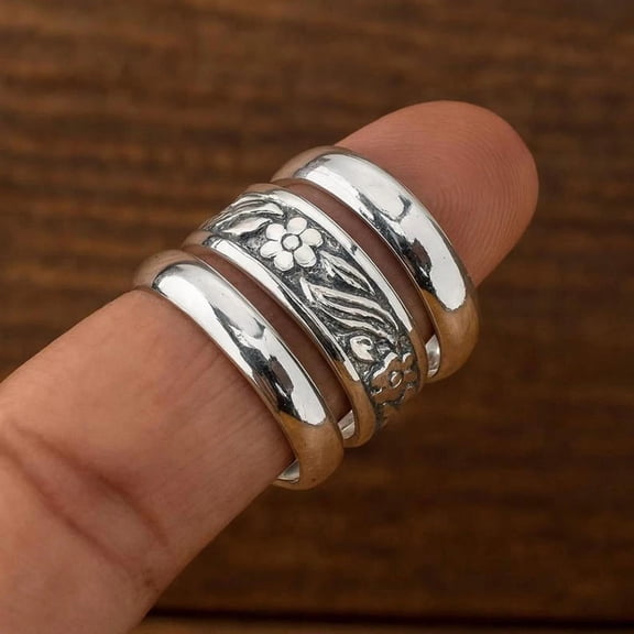 Sterling Silver Stacking Rings | Oxidized Silver Rings & Silver Stacking Bands For Daily Wear