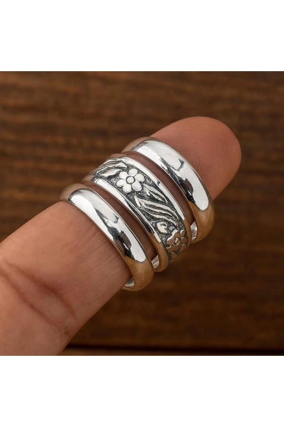 Sterling Silver Stacking Rings | Oxidized Silver Rings & Silver Stacking Bands For Daily Wear