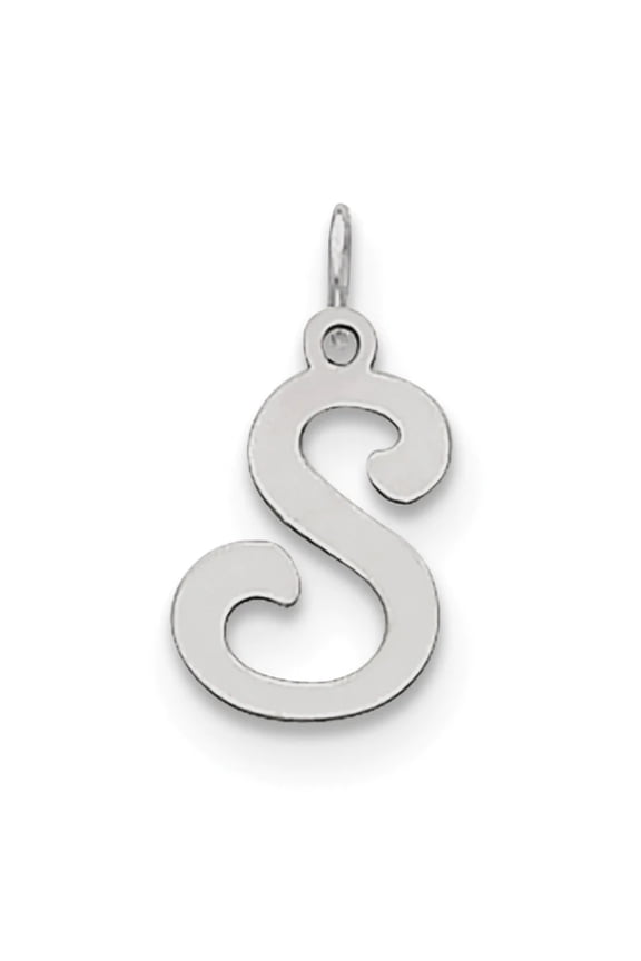 925 Sterling Silver Solid Polished Stamped Letter Name Personalized Monogram Initial S Charm 20x12mm Wide Pendant Neckla