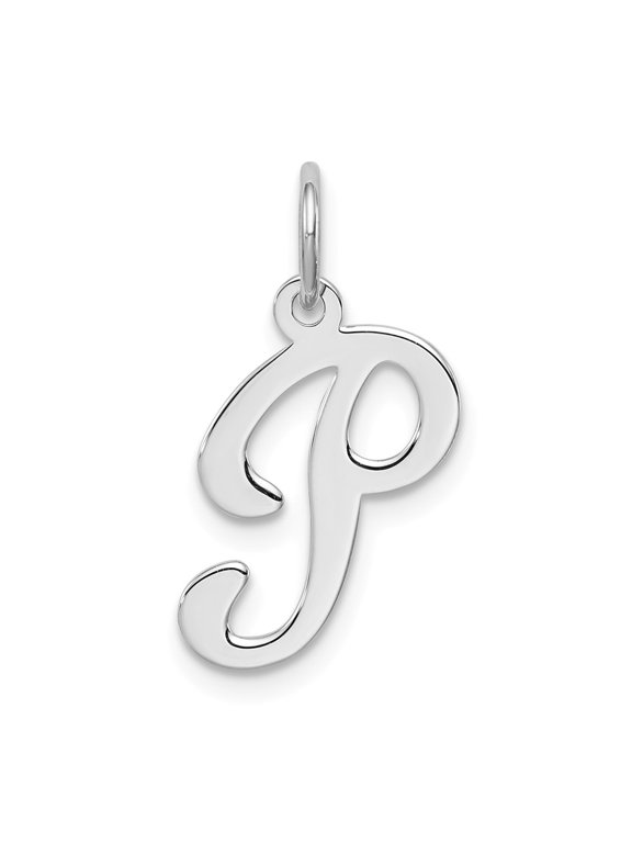 Sterling Silver Stamped Letter P Initial Charm Pendant