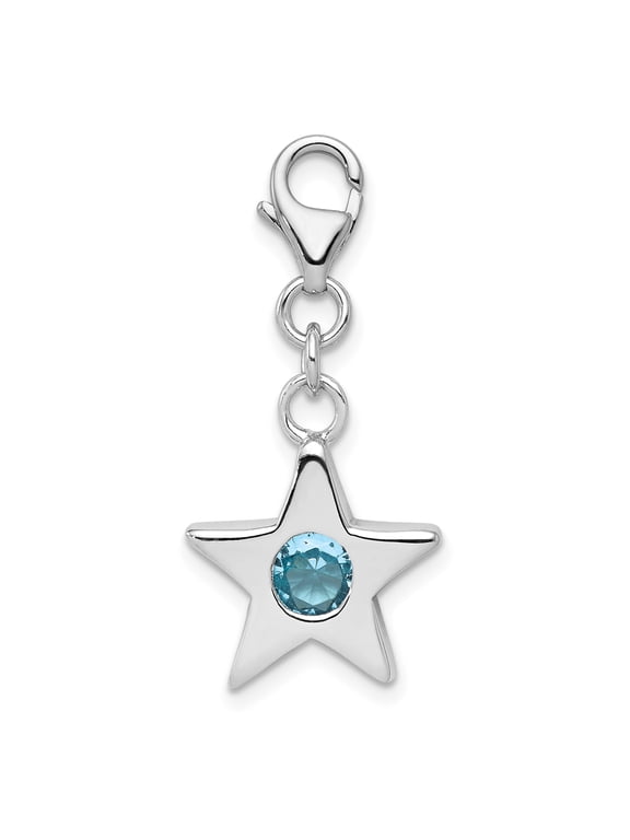 Sterling Silver Star Charm with Blue Gemstone, Lobster Clasp Pendant for Bracelets or Necklaces, Celestial Symbol Jewelry for Women, Inspirational Zodiac Accessory