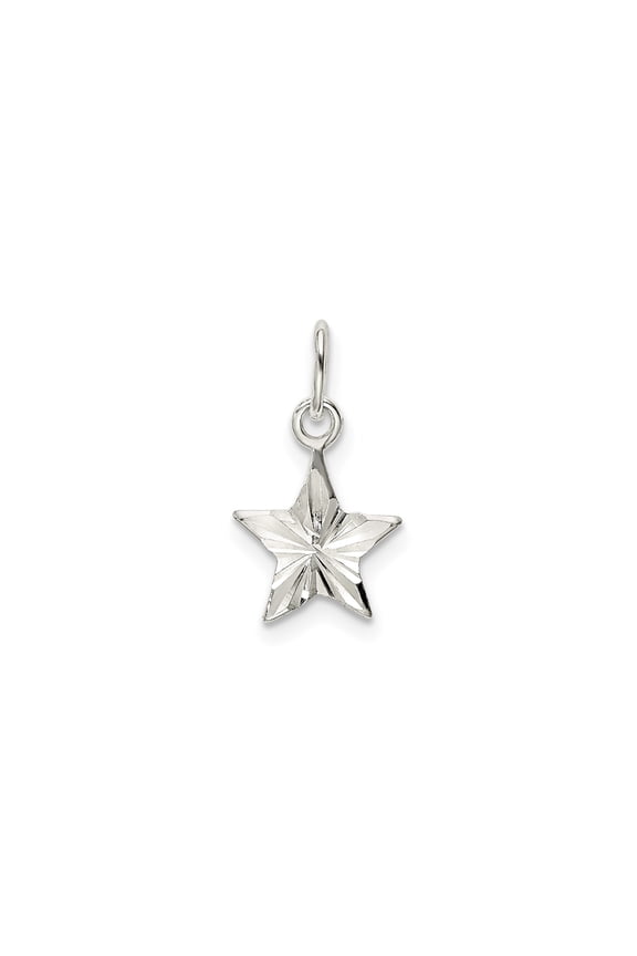 Sterling Silver Star Charm Pendant with Faceted Design for Women or Unisex, Five-Point Celestial Symbol for Necklace or Bracelet, Spiritual Inspirational Everyday Jewelry