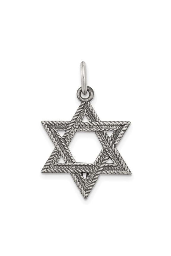 Sterling Silver Star of David Pendant Necklace with Textured Engraving, Unisex Jewish Symbol for Religious Faith, Judaica Jewelry, Cultural Identity, Spiritual Expression