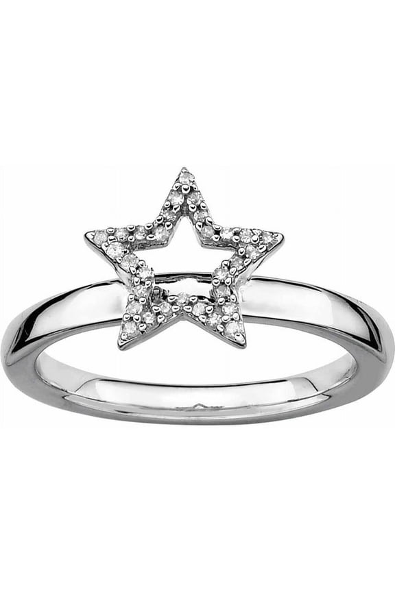 Sterling Silver Star Diamond Ring