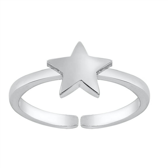 Sterling Silver Star Toe Ring High Polish Adjustable Midi Band 925 New Jewelry Female Unisex