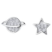 Sterling Silver Star and Planet Earrings with crystals