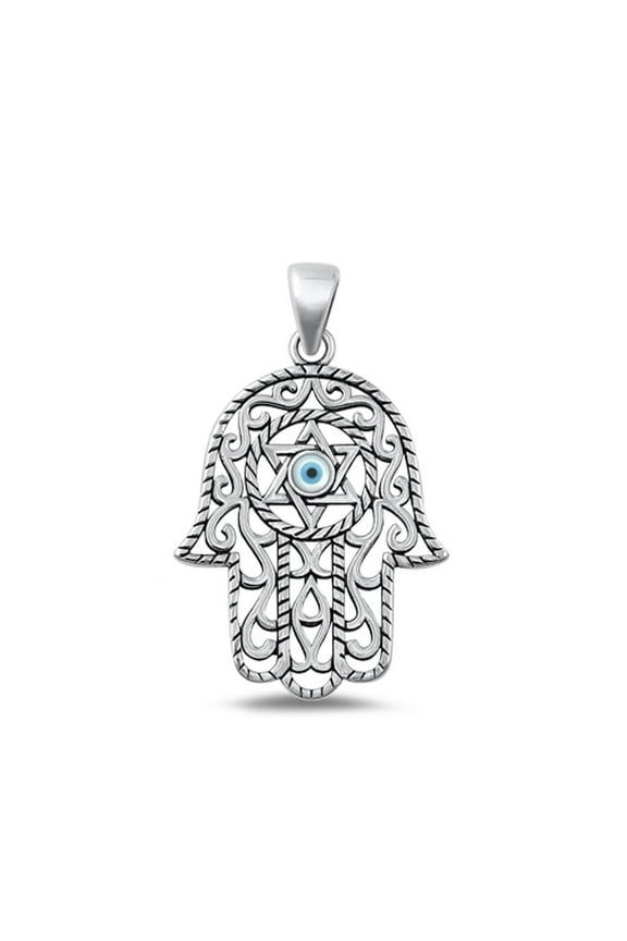 Sterling Silver Star of David Hamsa Pendant Evil Eye Charm .925 New Jewelry Female Unisex