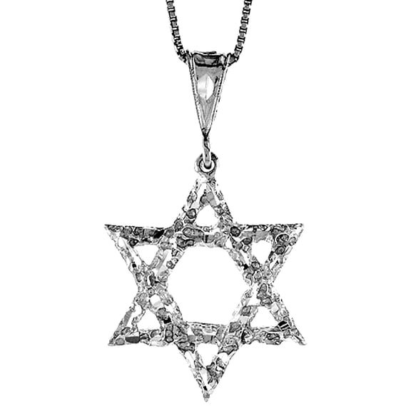 Sterling Silver Star of David Pendant, 1 1/8 inch