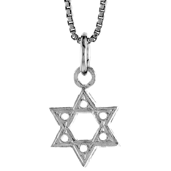 Sterling Silver Star of David Pendant, 1/2 inch