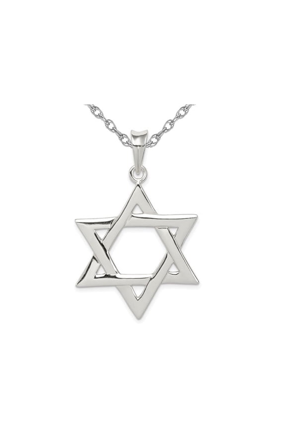 Gem & Harmony Sterling Silver Star of David Pendant Necklace with Chain for Women