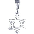 thumbnail image 1 of Sterling Silver Star of David Pendant Necklace with Diamond Cut Finish and 18 Inch Rolo Chain, 1 of 2