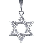 EJEWELRYPLUS Sterling Silver Star of David Pendant Necklace with Diamond Cut Finish and 24 Inch Figaro Chain