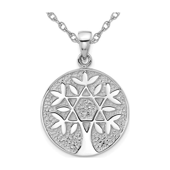 Sterling Silver Star of David Tree of Life Pendant Necklace with Chain for Women
