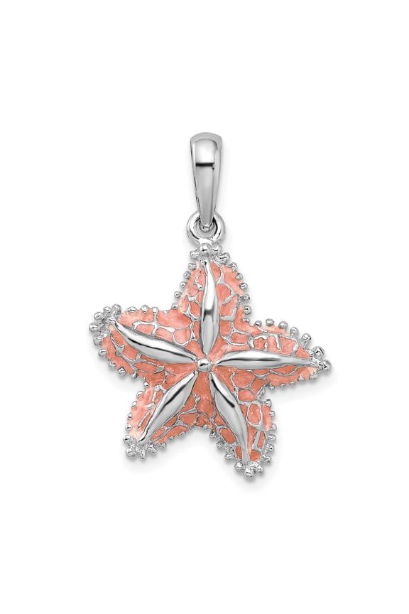 Sterling Silver Starfish Pendant Necklace for Women with Pink Enamel, Coastal Nautical Jewelry Symbolizing Serenity and Renewal, Sea Life Charm for Beach and Summer Style