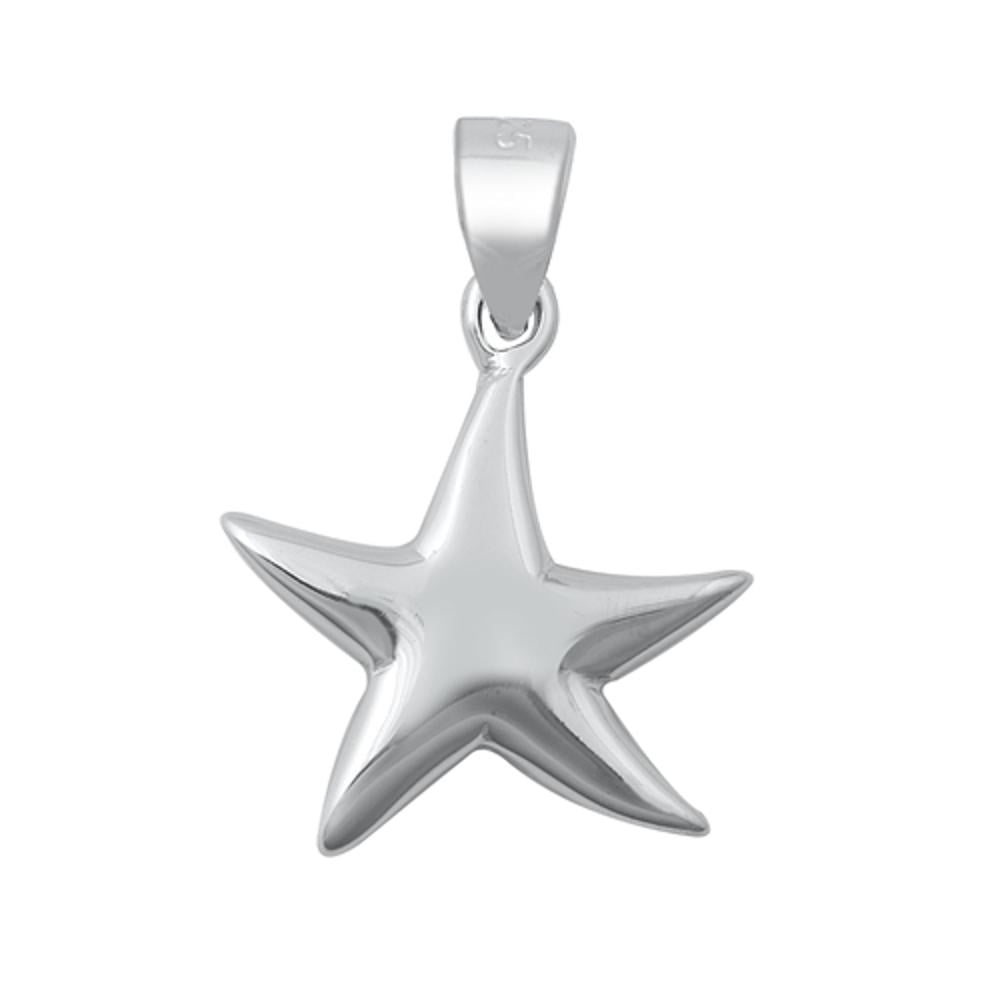 Polished Sterling Silver Starfish Pendant Charm