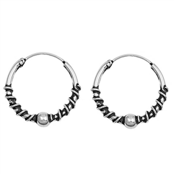 Sterling Silver Statement Hoop Coil Wrap Boho Bali Style Earrings 925 New Jewelry Female Unisex