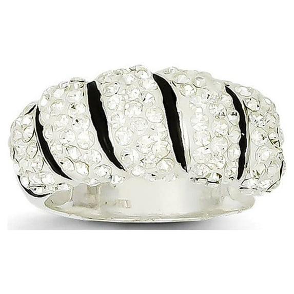 Sterling Silver Stellux Crystal Black White Animal Print Ring - Size 7