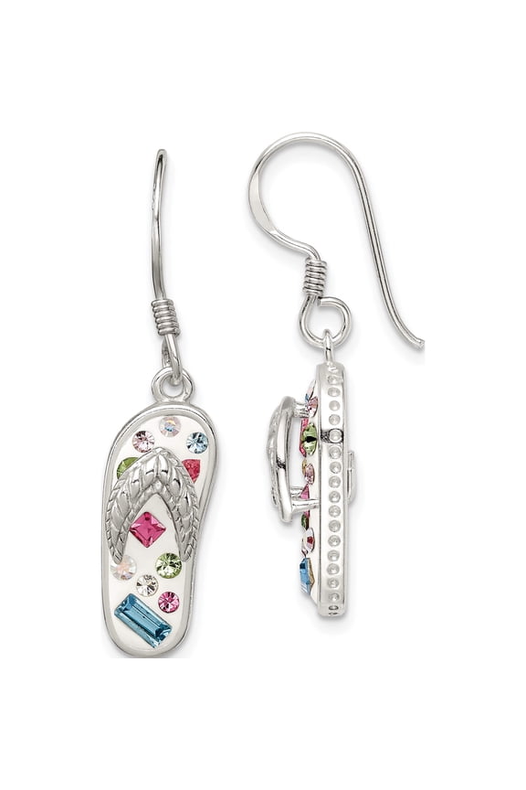 Sterling Silver Stellux Crystal Multi-Color/White Flip Flop Earrings