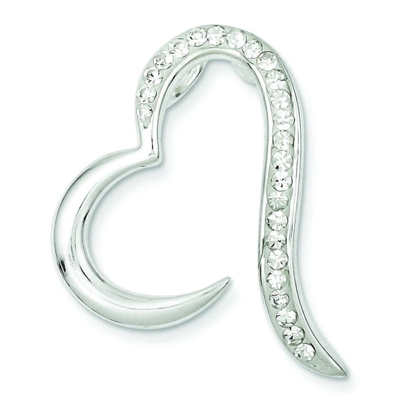 Sterling Silver Stellux Crystal Open Heart Slide Pendant QP1411