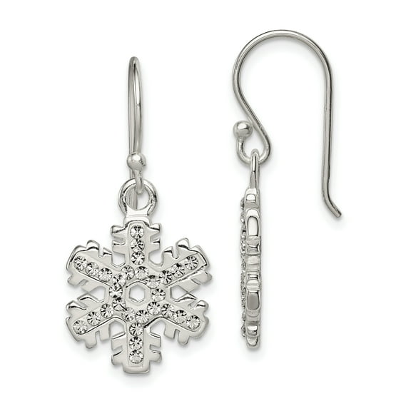 Sterling Silver Stellux Crystal Snowflake Shepherd Hook Earrings Sterling Silver Earrings