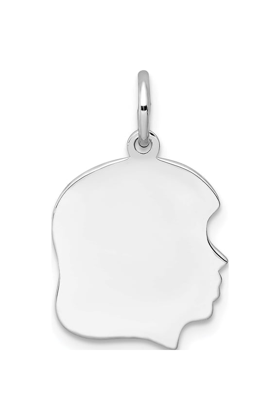 Sterling Silver Sterl Rh-Plt Engraveable Girl Polished Front/Satin Back Disc Charm (16 X 13) Made In United States qm353/18