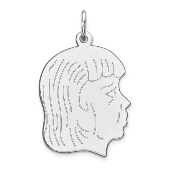 Sterling Silver Sterl Rh-Plt Engraveable Girl Polished Front/Satin Back Disc Charm (27 X 16) Made In United States qm362/18
