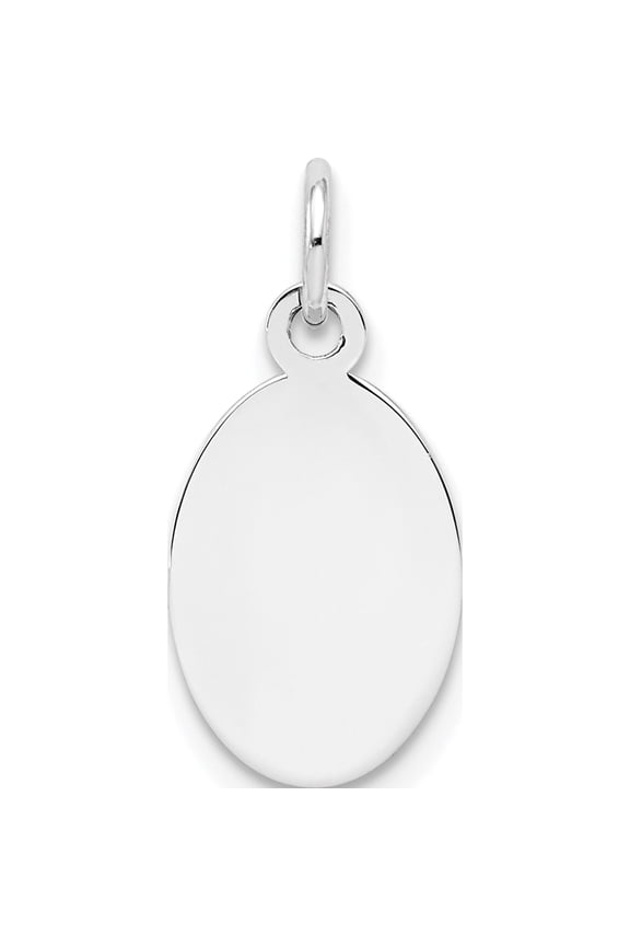 Sterl Silver Rh-plt Engraveable Oval Polished FrontSatin Back Disc Charm Sterling Engravable Fits Glamorous Breathtaking Luxe A thoughtful gift for anniversaries birthdays or special occasions