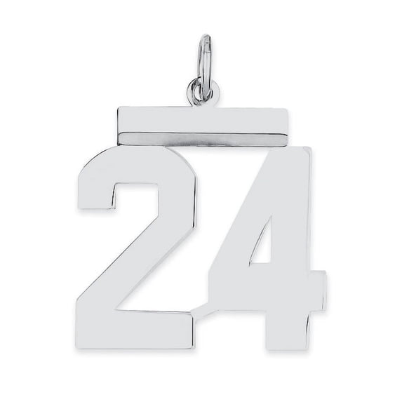Sterling Silver Sterling/Silver Rhodium-Plated Polished Number 24 Charm (21 X 16) Made In United States qms24