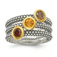 thumbnail image 1 of Sterling Silver Sterling Silver w/ Flash GP Garnet/Citrine/Smoky Quartz 3 Stackable Rings Ring Size 8, 1 of 6