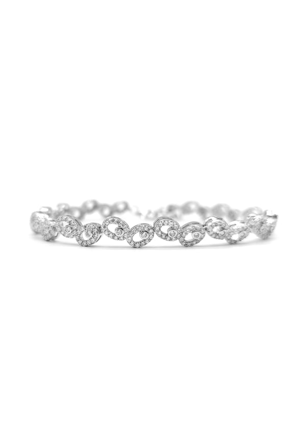 Sterling Silver Stimulated Diamonds Connected Atoms Bracelet