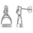 thumbnail image 1 of Sterling Silver Stirrups Earrings for Women Dangle Post with Buckles Flawless High Polish Finish 3/4 inch long, 1 of 2