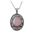 thumbnail image 1 of Sterling Silver Stone Filigree Frame Necklace, Pink Shell, 18 Inch, 1 of 1