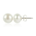 thumbnail image 1 of Sterling Silver Stud Earrings with Elegant Freshwater Cultured Button Pearls, Pearls from 5-12 mm, Gift Box Included with Earrings, 1 of 4