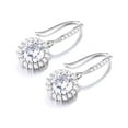 thumbnail image 1 of Sterling Silver Studded Halo Drop Earrings, 1 of 5