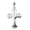 thumbnail image 1 of Sterling Silver Studded High Polish Cross Pendant Clear Rhinestone Charm Jewelry Female Unisex, 1 of 3