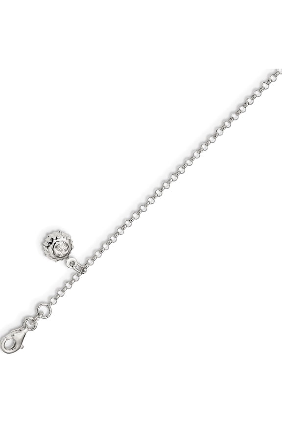 Sterling Silver Sun 10 Inch Plus 1 Ext. Anklet (10 X 1.5) Made In India qg4199-10