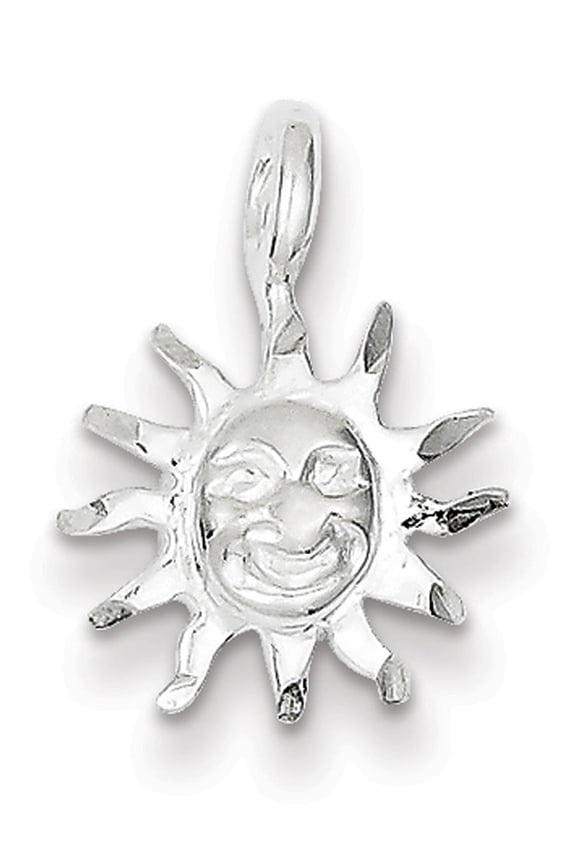 925 Sterling Silver Solid Polished Sun Charm 20x12mm Wide Pendant Necklace for Women - 1.0 Grams