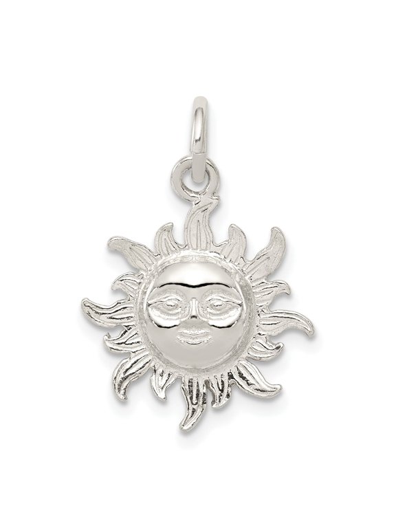 Sterling Silver Sun Face Pendant with Radiant Sunburst Design, Celestial Talisman Charm for Women or Unisex, Boho Spiritual Astrology Jewelry for Necklace or Bracelet