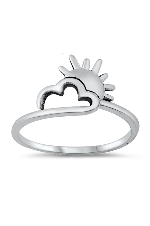 Sterling Silver Sun and Cloud Ring Size 7