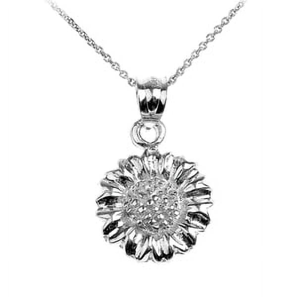 Sterling Silver Sunflower Charm Pendant Necklace : Pendant with 20 chain 