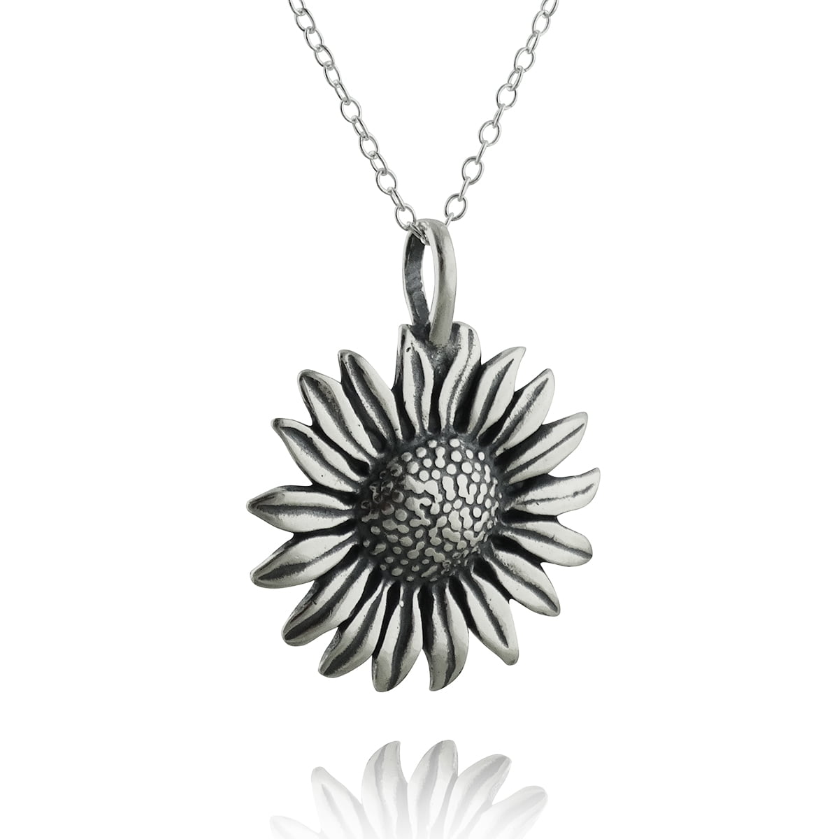 Sterling Silver Sunflower Pendant Necklace, 18 Chain Panama | Ubuy